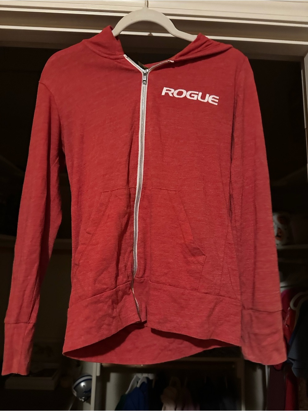 Rogue Red Zip Hoodie with White Logo